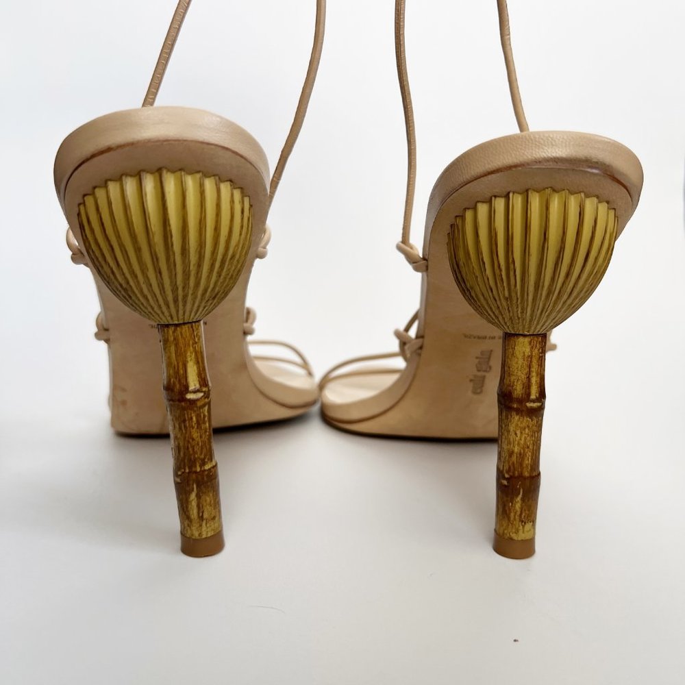 Cult Gaia Soleil Lace Up Leather High Heel Stiletto Sandals Sexy Wedding Guest - Picture 11 of 16